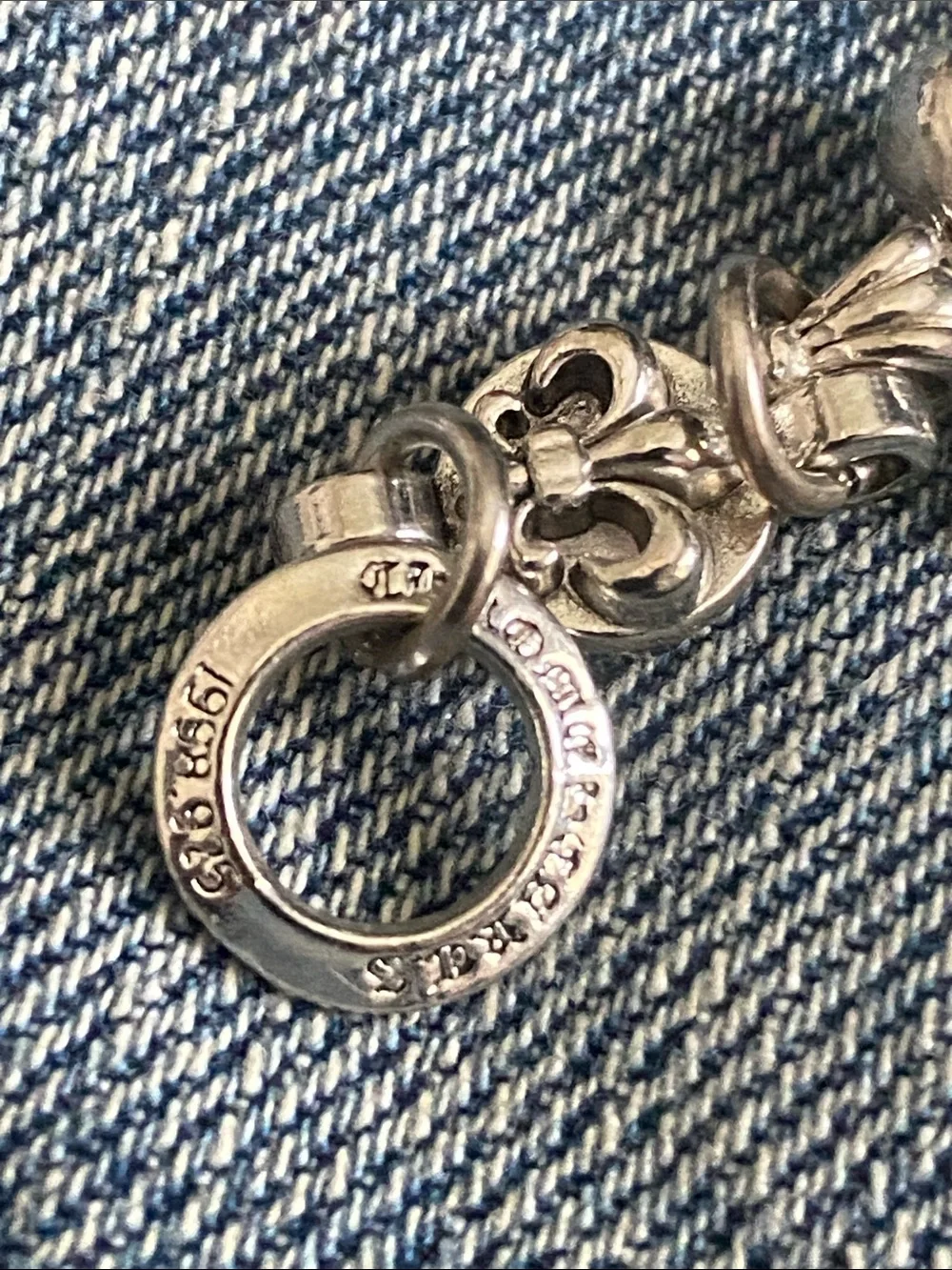 Sterling Silver chrome hearts Fleur-de-Lis Keychain Charm - Men’s Accessory